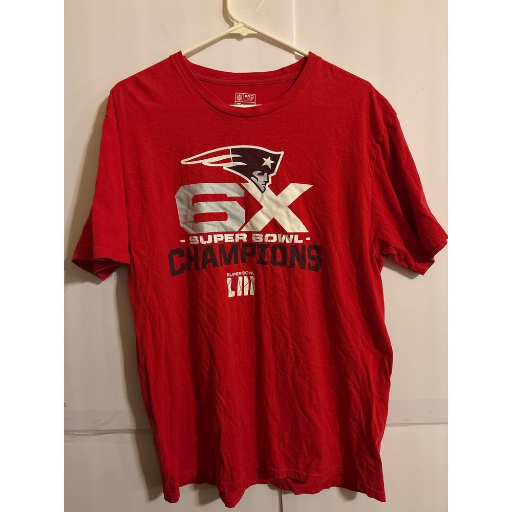 New England‎ Patriots NFL Pro Line Fanatics Red 6X Super Bowl Champions Shirt L